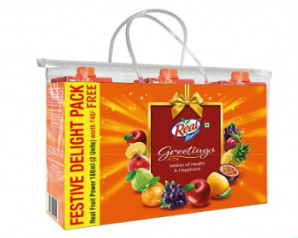 Real Greetings Gift Pack, 3L with 2 units of Real Fruit Power 180ml Free