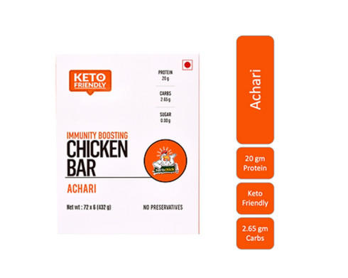 HerbChick Protein Chicken Bar| Pack of 6 Bars | Achari
